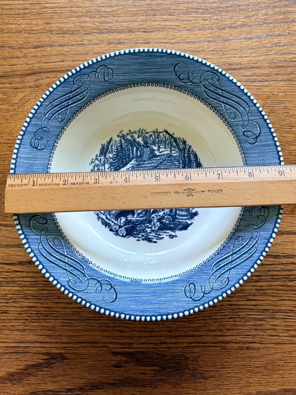 VTG Currier & Ives Maple Sugaring 9 inch bowl - Picture 10 of 12